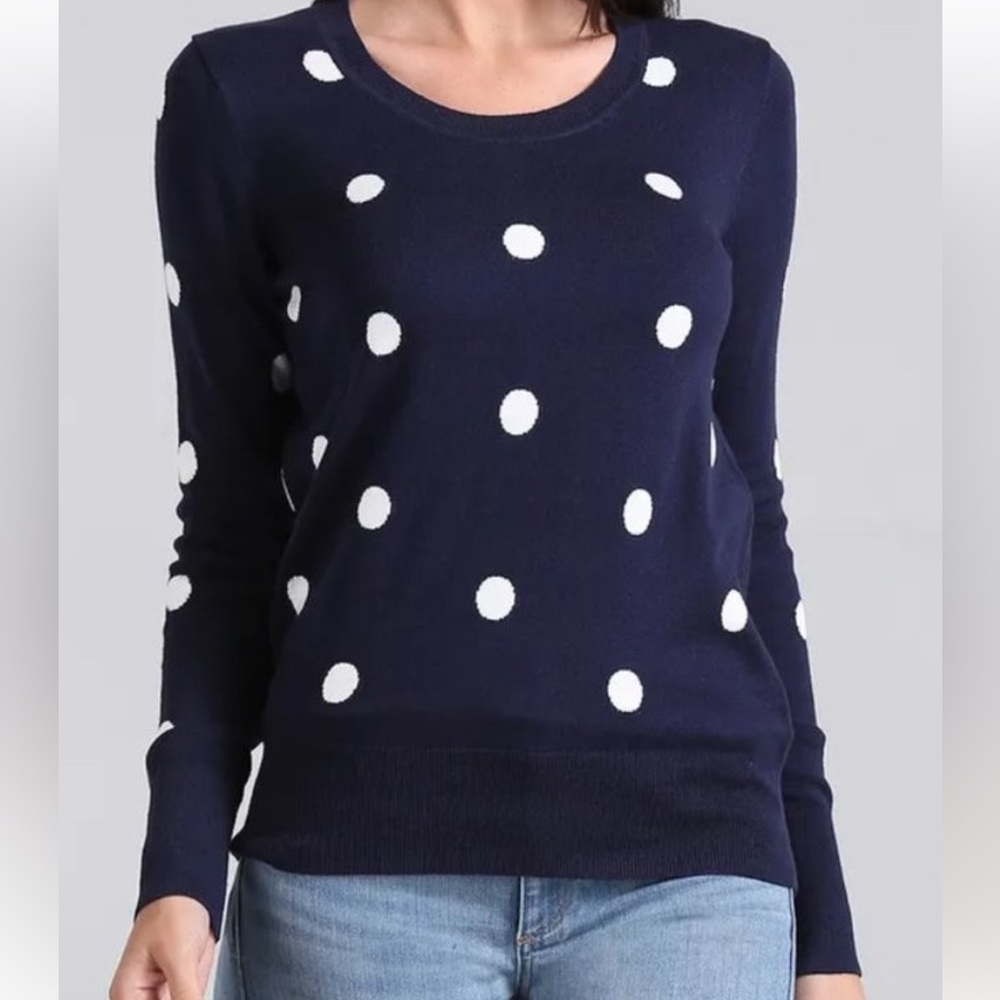 Navy Polka Dot Sweater